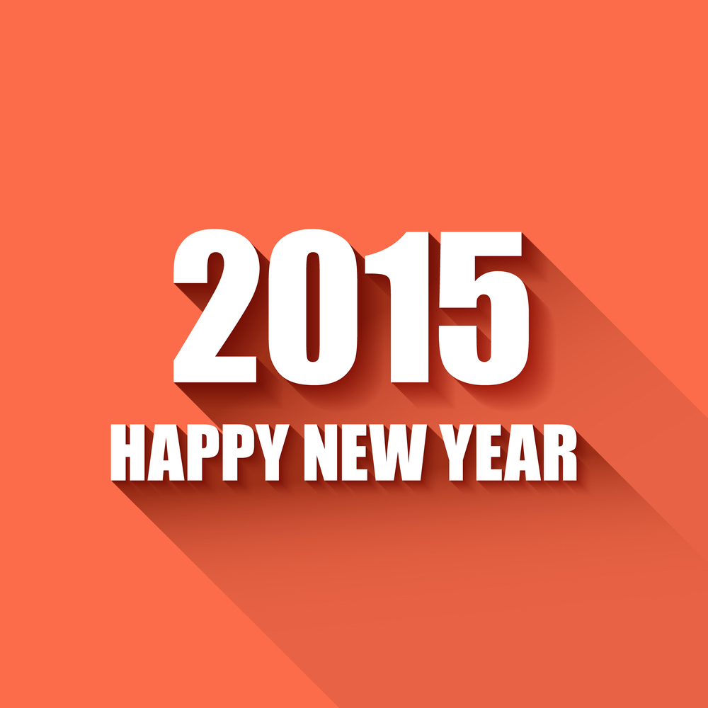 Vector Modern simple Happy new year card (2015) with a long shad